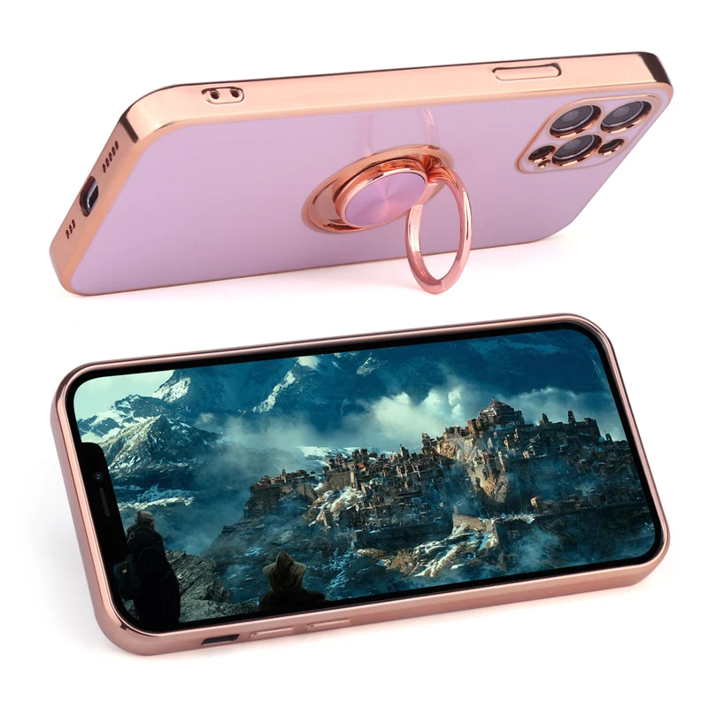 Coque avec Porte Anneau Support et Magnetique - Rose
