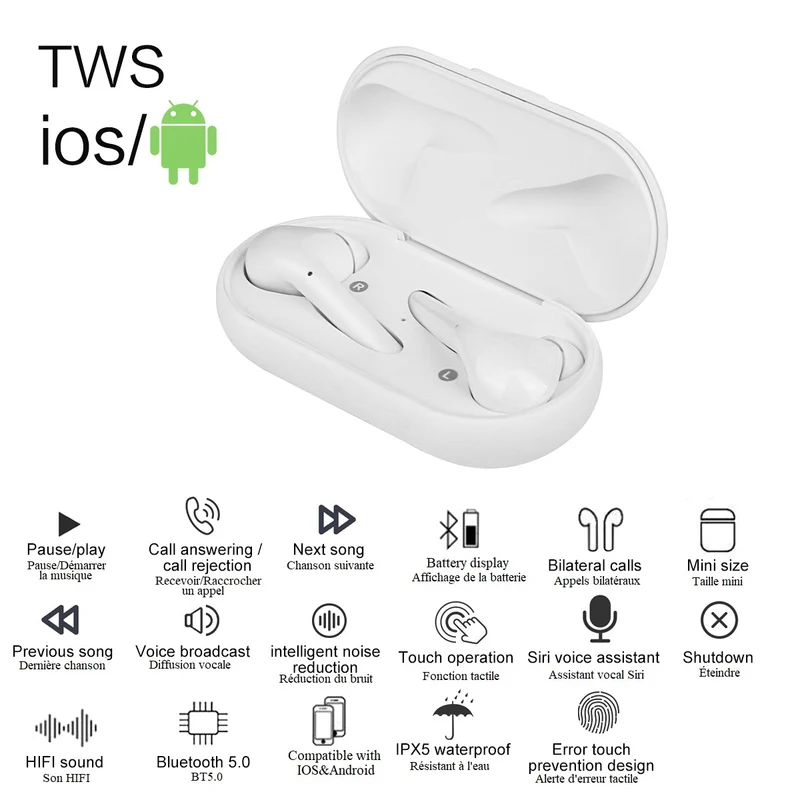 Earbuds Tactiles Bluetooth V5.0+edr