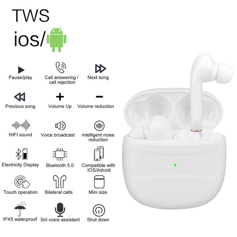 Ecouteurs Tactiles Bluetooth V5.0+edr et Micro Integre - Blanc