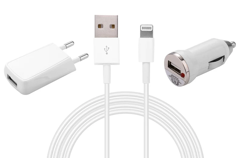 Kit 3 en 1 avec Câble USB vers Lightning 2 Mètres