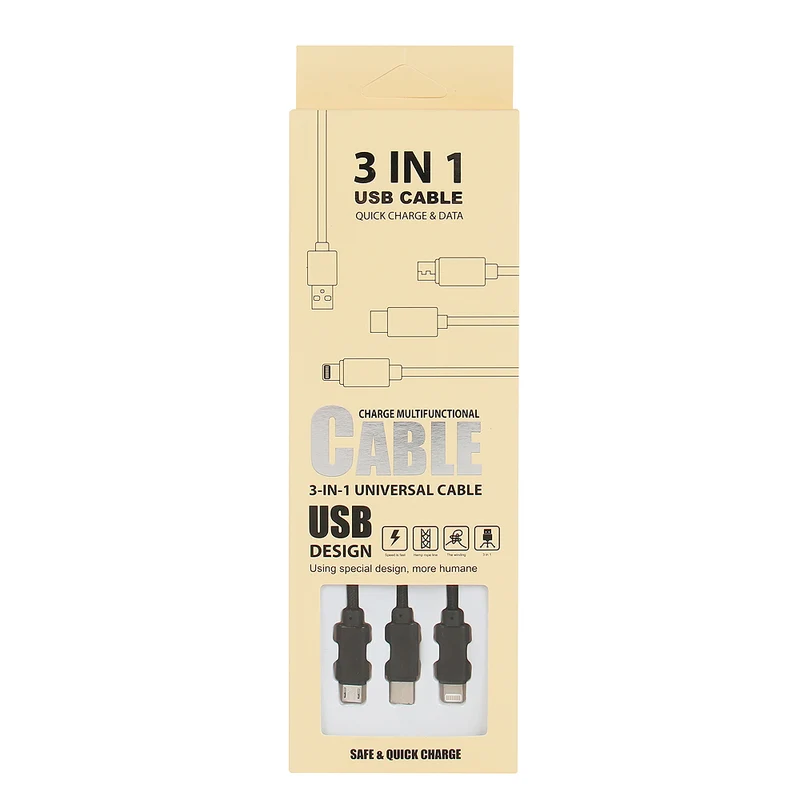 Câble 3 en 1 (lightenning/micro Usb/ Usb-C)