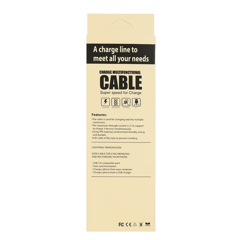 Câble 3 en 1 (lightenning/micro Usb/ Usb-C)