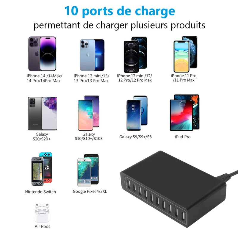 Chargeur USB a 10 Ports