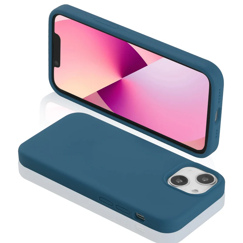 Coque pour Iphone 13 Rigide en Silicone - Bleu