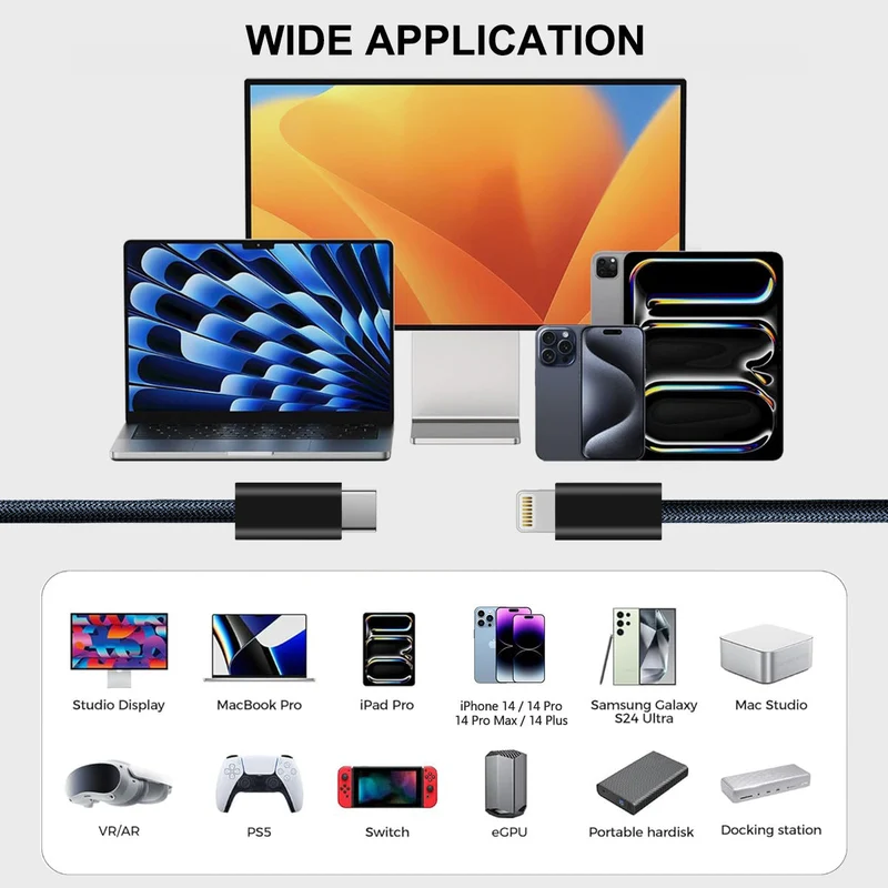 Câble Usb-C - Lithening - Bleu