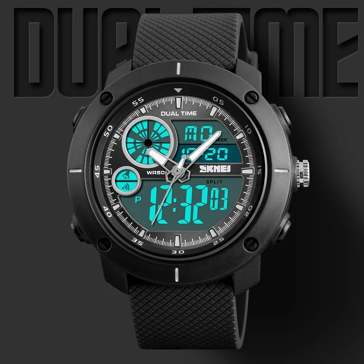 Free Shipping 50M Waterproof Men's Watch Men's Sports Watch Men's Military Watch Large Multifunction Electronic Watch